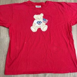 Vtg Northern Reflections Red Patriotic Teddy Bear T shirt Sz M/L USA